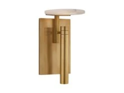 Alabaster And Brass Floating Disc Wall Light
