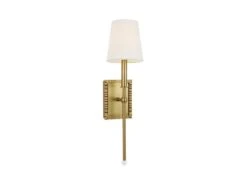 Brass And Linen Shade Wall Light
