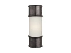 Bronze And Frosted Glass Cylindrical Wall Light