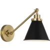 Cone Shade And Brass Backplate Wall Light -Andrew Martin Sale Store 1093995 wellfleet single arm cone task sconce black and brass
