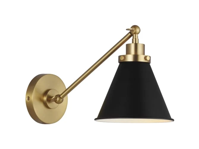 Cone Shade And Brass Backplate Wall Light 1 Cone Shade And Brass Backplate Wall Light