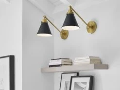 Cone Shade And Brass Backplate Wall Light 15 Cone Shade And Brass Backplate Wall Light -Andrew Martin Sale Store 1093998 wellfleet single arm cone task sconce black and brass 2b