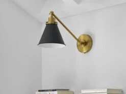 Cone Shade And Brass Backplate Wall Light 16 Cone Shade And Brass Backplate Wall Light -Andrew Martin Sale Store 1093999 wellfleet single arm cone task sconce black and brass 3