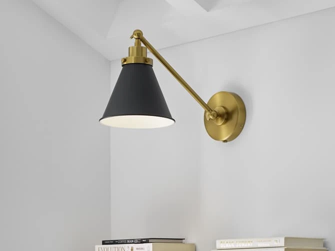 Cone Shade And Brass Backplate Wall Light 7 Cone Shade And Brass Backplate Wall Light - Image 7