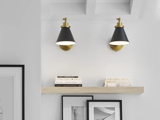 Cone Shade And Brass Backplate Wall Light 9 Cone Shade And Brass Backplate Wall Light - Image 9