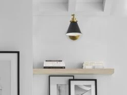 Cone Shade And Brass Backplate Wall Light 20 Cone Shade And Brass Backplate Wall Light -Andrew Martin Sale Store 1094005 wellfleet single arm cone task sconce black and brass 6