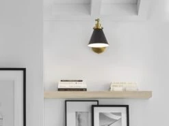 Cone Shade And Brass Backplate Wall Light 21 Cone Shade And Brass Backplate Wall Light -Andrew Martin Sale Store 1094006 wellfleet single arm cone task sconce black and brass 6b