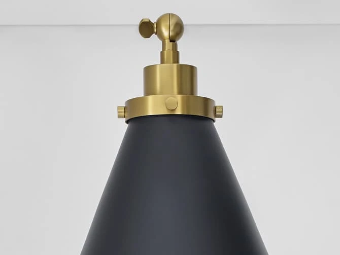 Cone Shade And Brass Backplate Wall Light 2 Cone Shade And Brass Backplate Wall Light - Image 2