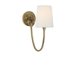Single Curved Wall Light In Brass