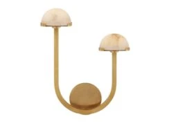 Alabaster And Brass Curved Wall Light
