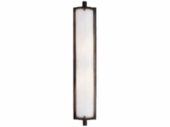 Tall Wall Light In Bronze With White Glass