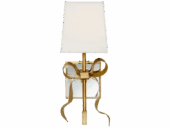 Wall Light In Soft Brass With Cream Linen Shade