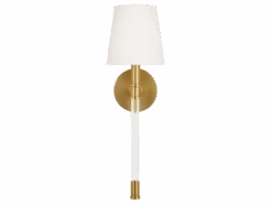 Wall Light In Brass With Cream Linen Shade