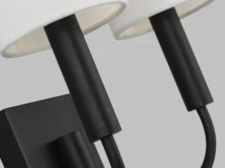 Minimalist Aged Iron Double Wall Light With Linen Shade -Andrew Martin Sale Store 122456 ew1002 ai 05