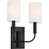 Minimalist Aged Iron Double Wall Light With Linen Shade -Andrew Martin Sale Store 122462 fs ew1002ai alt4