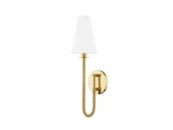 Aged Brass And Rattan Wall Light