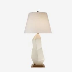 Bayliss Table Lamp, White Leather Ceramic