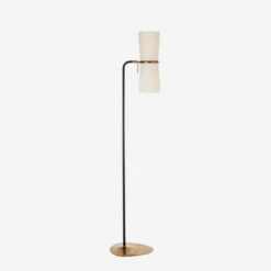 Clarkson Floor Lamp, Black And Hand-Rubbed Antique Brass
