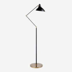 Charlton Floor Lamp, Black And Hand-Rubbed Antique Brass