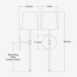 Camille Wall Light, Hand-Rubbed Antique Brass -Andrew Martin Sale Store 208396 camille dimensions