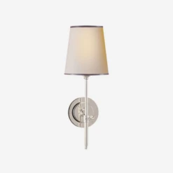 Bryant Wall Light, Polished Nickel With Silver Trim Shade