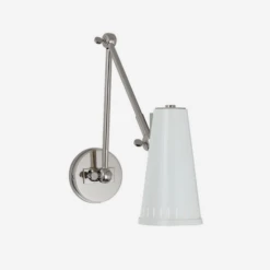 Antonio Wall Light, Polished Nickel And White Shade