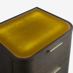 Hampstead Bedside Table -Andrew Martin Sale Store 210605 hampstead nightstand smoked oak 2 draw detail 3