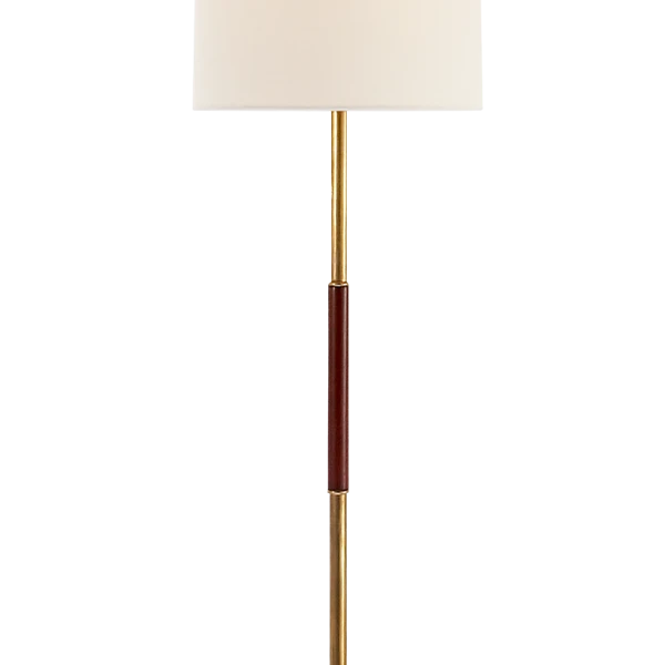 Frankfort Floor Lamp, Hand-Rubbed Antique Brass And Mahogony 2 Frankfort Floor Lamp, Hand-Rubbed Antique Brass And Mahogony - Image 2
