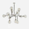 Bistro Chandelier, Polished Nickel -Andrew Martin Sale Store 214310 bistro chandelier in polished nickel with clear glass