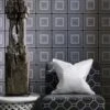 Biography Wallpaper - Grey Wallpaper -Andrew Martin Sale Store 215727 biography grey wallpaper brompton single unit chairs in mondrian charcoal with cushion in boudin ivory lifestyle close up