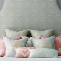 Togo Pink Fabric -Andrew Martin Sale Store 216680 chloe headboard in kongo powder with bolo powder bolo pink togo powder jumbo scatter cushions and togo pink and kongo powder bolster cushions