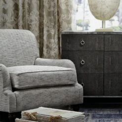 Delphini Lagoon Fabric -Andrew Martin Sale Store 217292 curtains and scatters in maya gold montague chairs in delphini shell with sybil chest of drawers