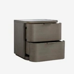 Hampstead Bedside Table -Andrew Martin Sale Store 217597 hampstead nightstand smoked oak 2 draw open