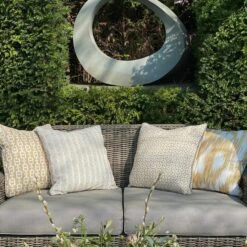 Ostuni Stripe Ochre Outdoor Cushion -Andrew Martin Sale Store 249997 ochre outdoor cushions 2
