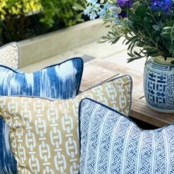 Apulia Navy Outdoor Cushion -Andrew Martin Sale Store 250114 apulia navy burlington ochre ostuni stripe outdoor cushions