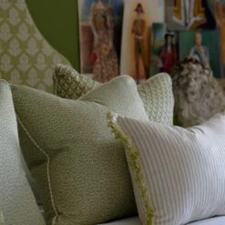 Pollen Leaf Cushion -Andrew Martin Sale Store 257270 bud pollen and picket leaf cushions with desert island trim in palm