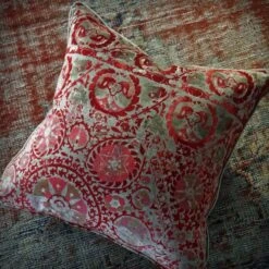 Iznik Red Fabric -Andrew Martin Sale Store 25763 iznik red cushion lifestyle