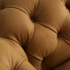 Gainsborough Sofa, Camel Leather -Andrew Martin Sale Store 260710 gainsborough sofa buttoning detail 2
