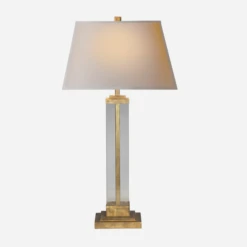 Wright Table Lamp, Gilded Iron And Glass