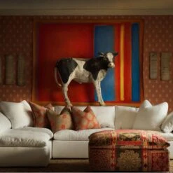 Cow Parsley Clementine Wallpaper -Andrew Martin Sale Store 307010 secret garden lifestyle cow parsley clementine wallpaper truam large white courtyard truman stool pergola nutmeg wild wood twig cushions