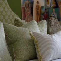 Picket Leaf/Island Trim Cushion -Andrew Martin Sale Store 308625 bud pollen and picket leaf cushions with desert island trim in palm