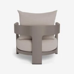 Caicos Taupe Outdoor Armchair - Modern Rust-Proof Aluminum & Waterproof Fabric Garden Chair -Andrew Martin Sale Store 310380 caicos chair in taupe back am white bg