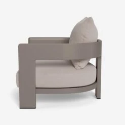 Caicos Taupe Outdoor Armchair - Modern Rust-Proof Aluminum & Waterproof Fabric Garden Chair -Andrew Martin Sale Store 310393 caicos chair in taupe side am white bg