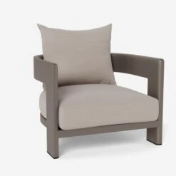 Caicos Taupe Outdoor Armchair - Modern Rust-Proof Aluminum & Waterproof Fabric Garden Chair