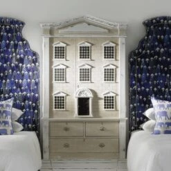 Dolls House Cabinet -Andrew Martin Sale Store 313273 theatre midnight fabric headboards parade denim cushions dolls house cabinet lifestyle