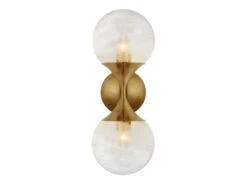 Double Wall Light In Antique Brass