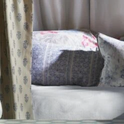 Mayfly Denim Fabric -Andrew Martin Sale Store 341915 buttercup denim beehive duckegg mayfly denim midsummer faded blue peony sea coral close 2