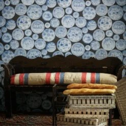 Es Cavalet 2 Fabric -Andrew Martin Sale Store 346847 cargo blue grey wallpaper vintage bench with seat cushion in es cavalet 2 fabric