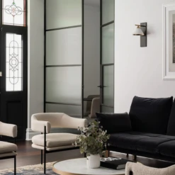 Cleo Wall Light -Andrew Martin Sale Store 353900 cleo sconce in bronze and antique burnished brass with matte white shade life 5