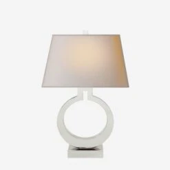 Ring Form Table Lamp, Polished Nickel